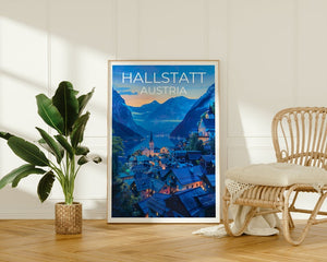 Hallstatt Travel Poster, Austria Wall Art, Austria Print, Hallstatt Poster, Austria Poster, Europe Poster, Austria Art
