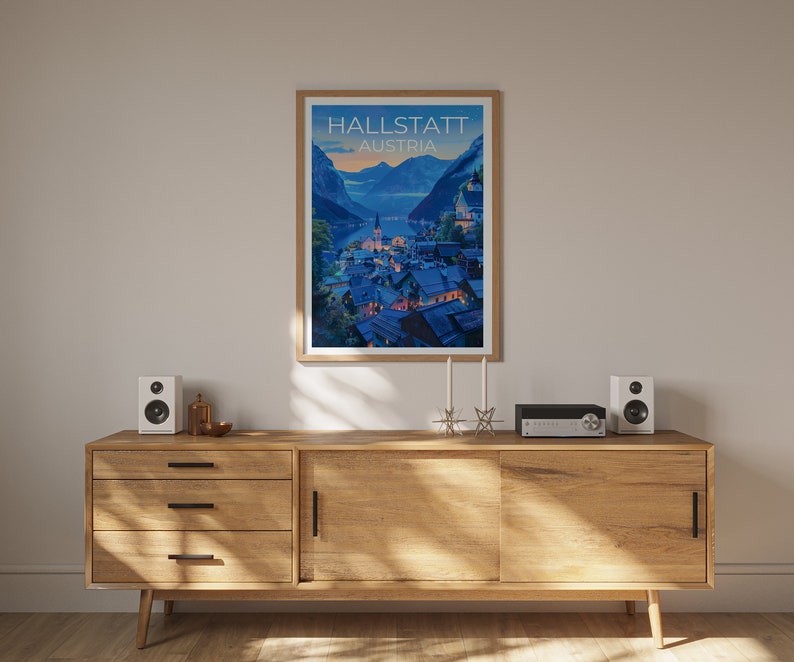 Hallstatt Travel Poster, Austria Wall Art, Austria Print, Hallstatt Poster, Austria Poster, Europe Poster, Austria Art