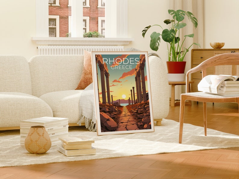 Rhodes Travel Poster, Greece Wall Art, Greece Print, Rhodes Poster, Greece Poster, Island Poster, Rhodes Art