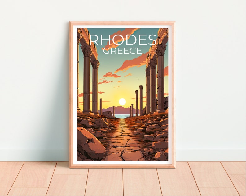 Rhodes Travel Poster, Greece Wall Art, Greece Print, Rhodes Poster, Greece Poster, Island Poster, Rhodes Art