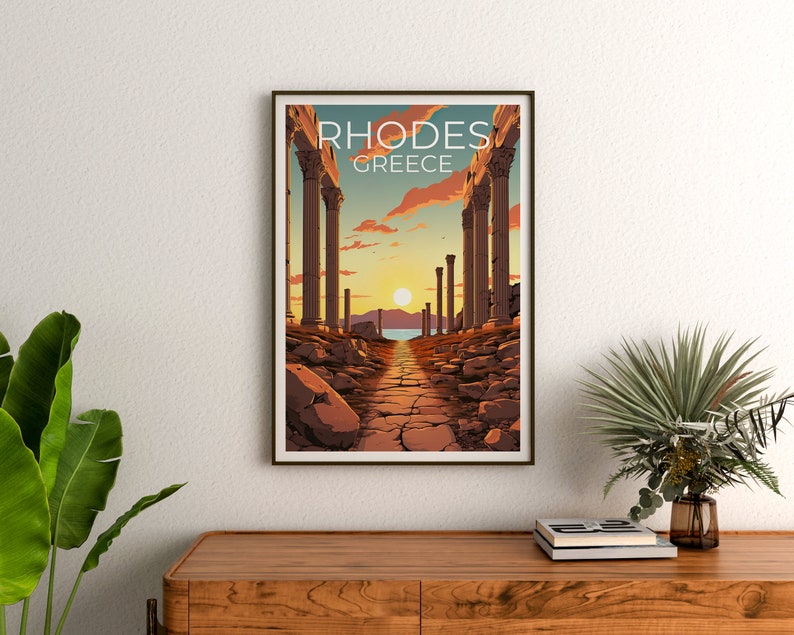Rhodes Travel Poster, Greece Wall Art, Greece Print, Rhodes Poster, Greece Poster, Island Poster, Rhodes Art
