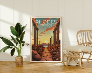 Rhodes Travel Poster, Greece Wall Art, Greece Print, Rhodes Poster, Greece Poster, Island Poster, Rhodes Art