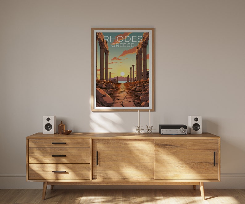 Rhodes Travel Poster, Greece Wall Art, Greece Print, Rhodes Poster, Greece Poster, Island Poster, Rhodes Art