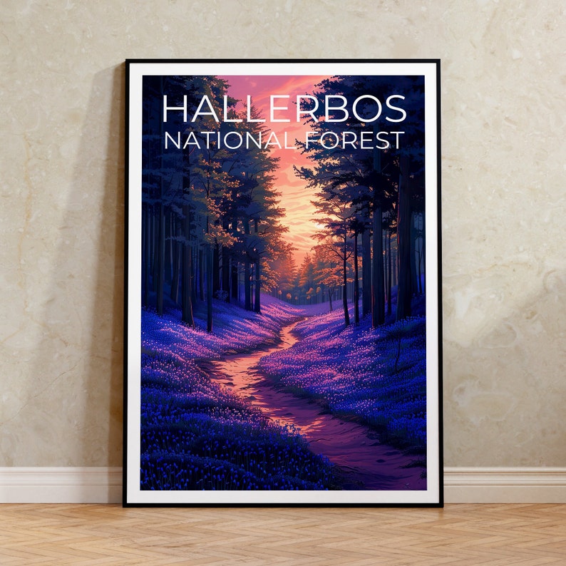 Hallerbos National Forest Poster, Hallerbos Print, Belgium Poster, Belgium Print, Bluebells Poster, Flower Poster, Hallerbos Art