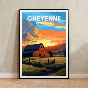 Cheyenne Travel Poster, Wyoming Wall Art, Cheyenne Print, Cheyenne Poster, Ranch Art, Nature Poster, Wall Decor