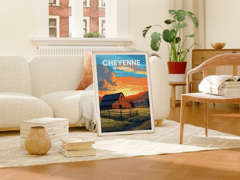 Cheyenne Travel Poster, Wyoming Wall Art, Cheyenne Print, Cheyenne Poster, Ranch Art, Nature Poster, Wall Decor