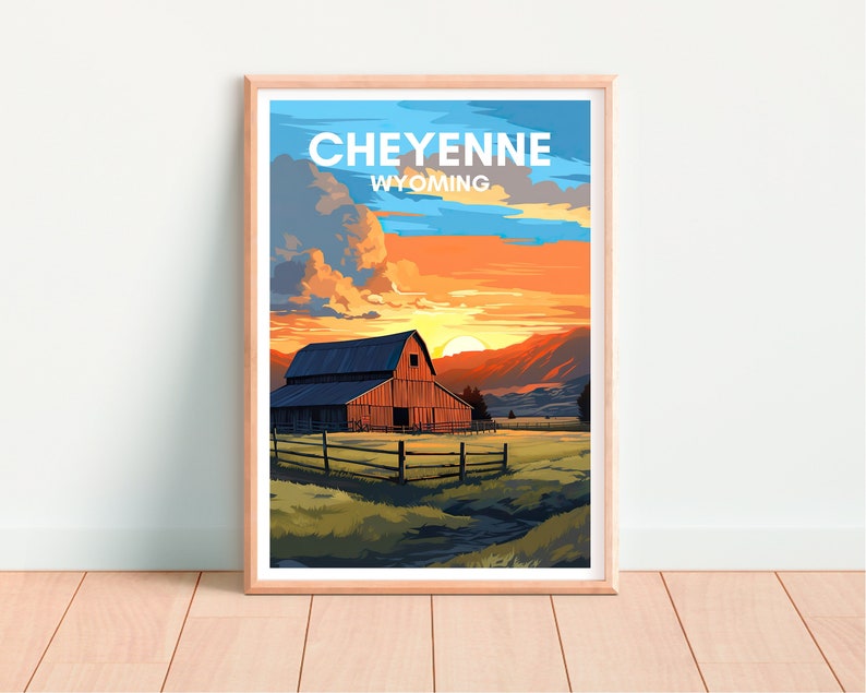 Cheyenne Travel Poster, Wyoming Wall Art, Cheyenne Print, Cheyenne Poster, Ranch Art, Nature Poster, Wall Decor