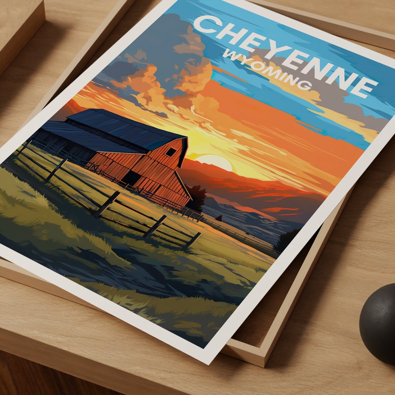 Cheyenne Travel Poster, Wyoming Wall Art, Cheyenne Print, Cheyenne Poster, Ranch Art, Nature Poster, Wall Decor