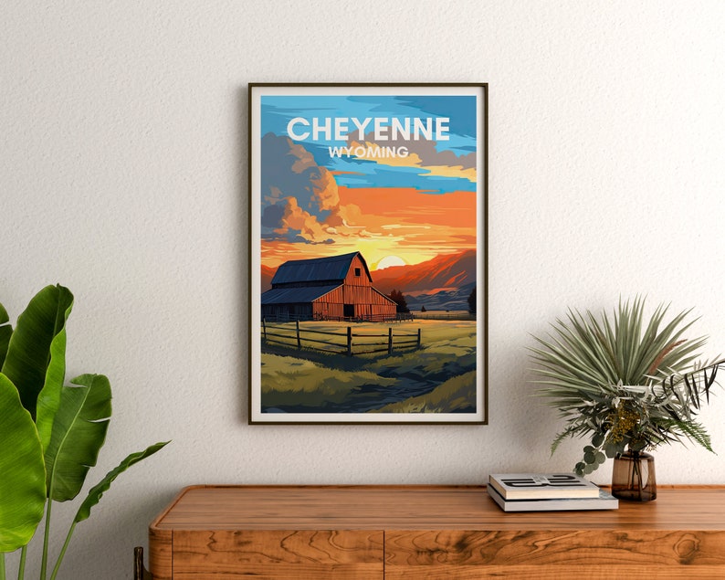 Cheyenne Travel Poster, Wyoming Wall Art, Cheyenne Print, Cheyenne Poster, Ranch Art, Nature Poster, Wall Decor