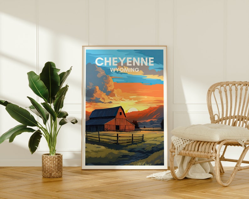 Cheyenne Travel Poster, Wyoming Wall Art, Cheyenne Print, Cheyenne Poster, Ranch Art, Nature Poster, Wall Decor