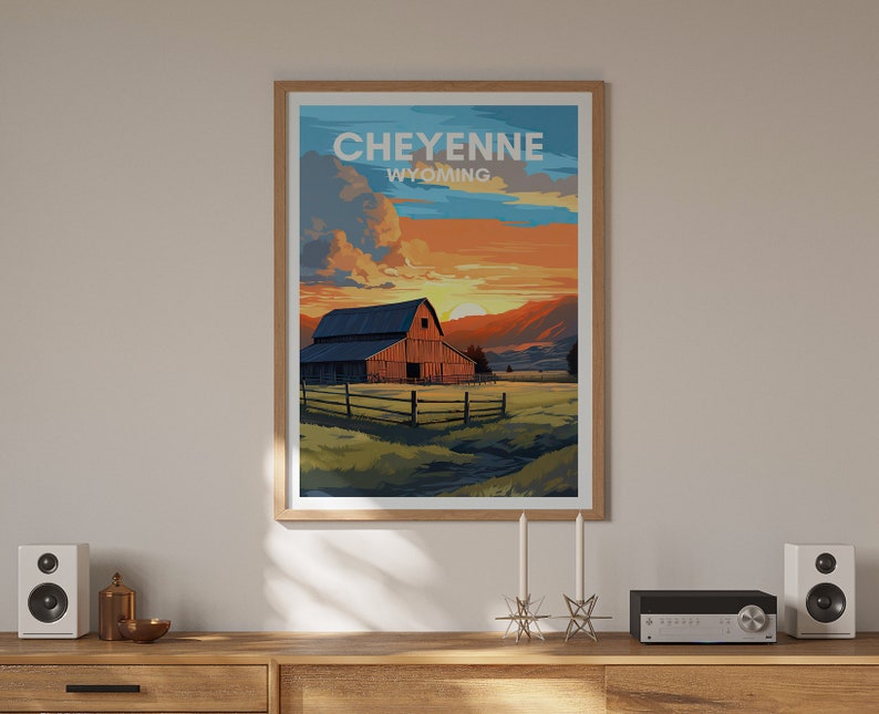Cheyenne Travel Poster, Wyoming Wall Art, Cheyenne Print, Cheyenne Poster, Ranch Art, Nature Poster, Wall Decor
