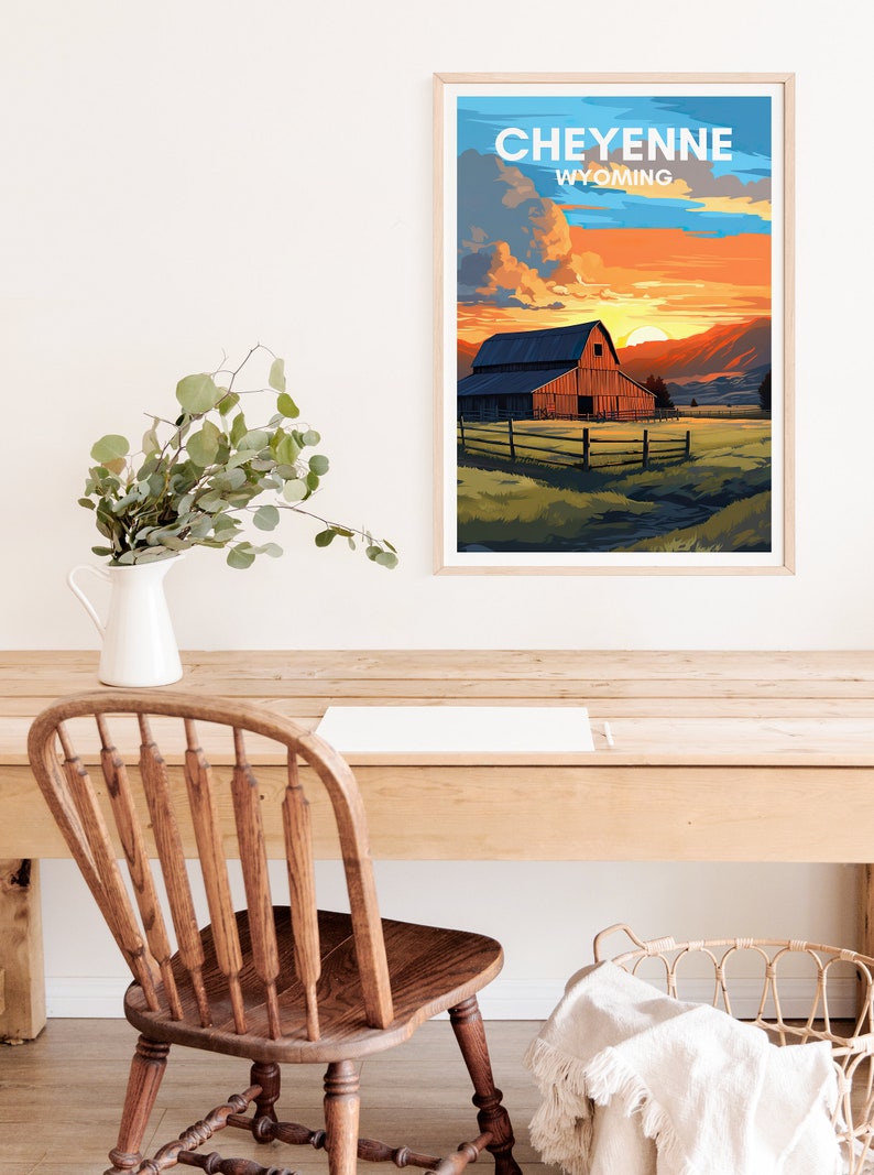 Cheyenne Travel Poster, Wyoming Wall Art, Cheyenne Print, Cheyenne Poster, Ranch Art, Nature Poster, Wall Decor