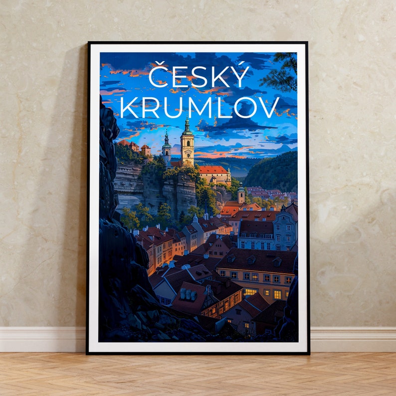 Cesky Krumlov Travel Poster, Czech Republic Wall Art, Czech Republic Print, Český Krumlov Poster, Czech Republic Bridge Poster