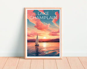 Affiche du lac Champlain, Art mural de New York, Impression du Vermont, Affiche du Québec, Affiche du lac Champlain, Affiche du lac, Impression du lac Champlain