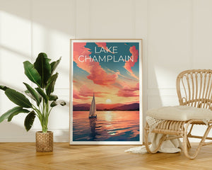 Affiche du lac Champlain, Art mural de New York, Impression du Vermont, Affiche du Québec, Affiche du lac Champlain, Affiche du lac, Impression du lac Champlain