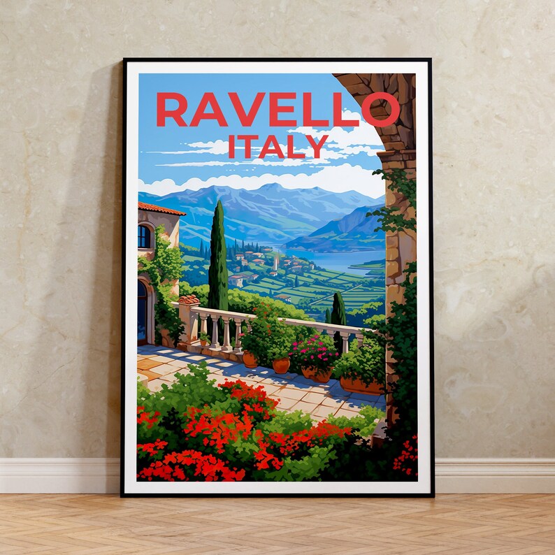 Ravello Travel Poster, Italy Wall Art, Italy Print, Ravello Poster, Italy Poster, City Poster, Ravello Art