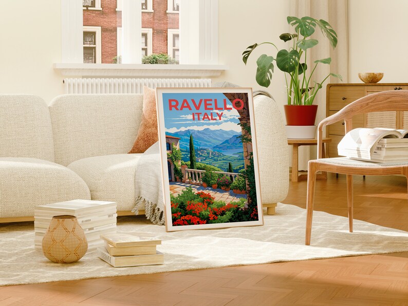 Ravello Travel Poster, Italy Wall Art, Italy Print, Ravello Poster, Italy Poster, City Poster, Ravello Art