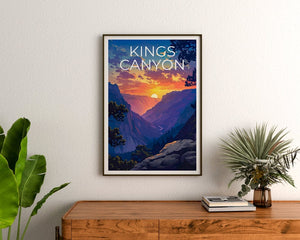 Affiche de voyage Kings Canyon, art mural de Californie, impression de Californie, affiche Kings Canyon, affiche de Californie, affiche de nature, art Kings Canyon