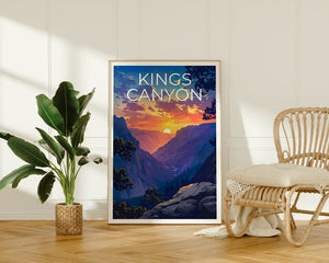 Affiche de voyage Kings Canyon, art mural de Californie, impression de Californie, affiche Kings Canyon, affiche de Californie, affiche de nature, art Kings Canyon