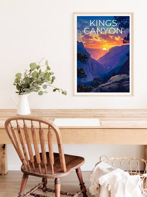 Affiche de voyage Kings Canyon, art mural de Californie, impression de Californie, affiche Kings Canyon, affiche de Californie, affiche de nature, art Kings Canyon