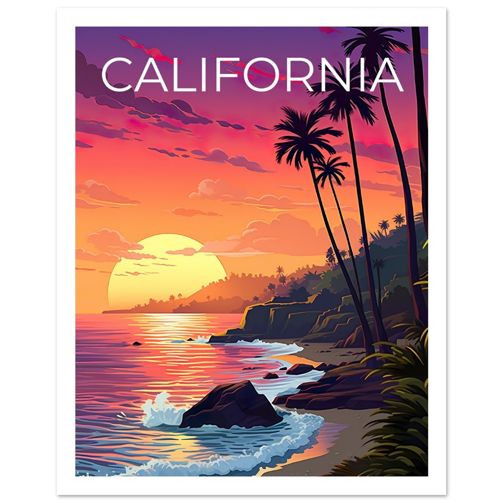 Affiche de voyage en Californie, art mural côtier, impression côtière, affiche de Californie, affiche côtière, affiche nature, art de la Californie