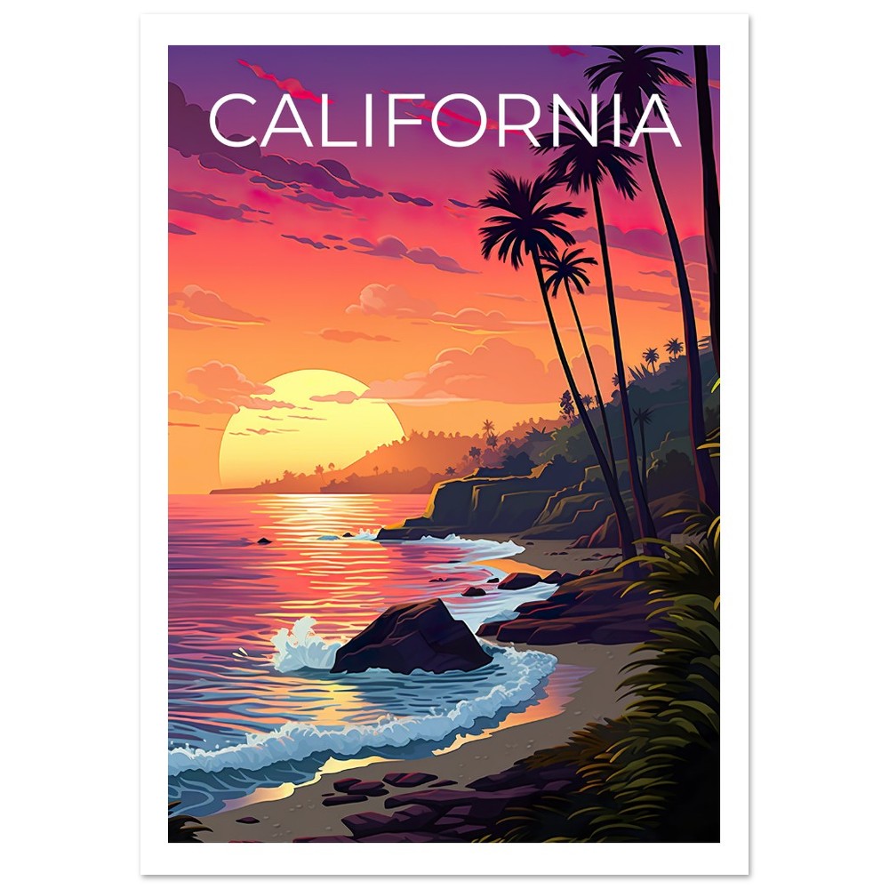 Affiche de voyage en Californie, art mural côtier, impression côtière, affiche de Californie, affiche côtière, affiche nature, art de la Californie