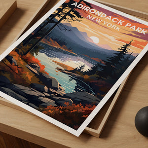 Adirondack Park Print -  New York Mountain Poster -  Forest Wall Art