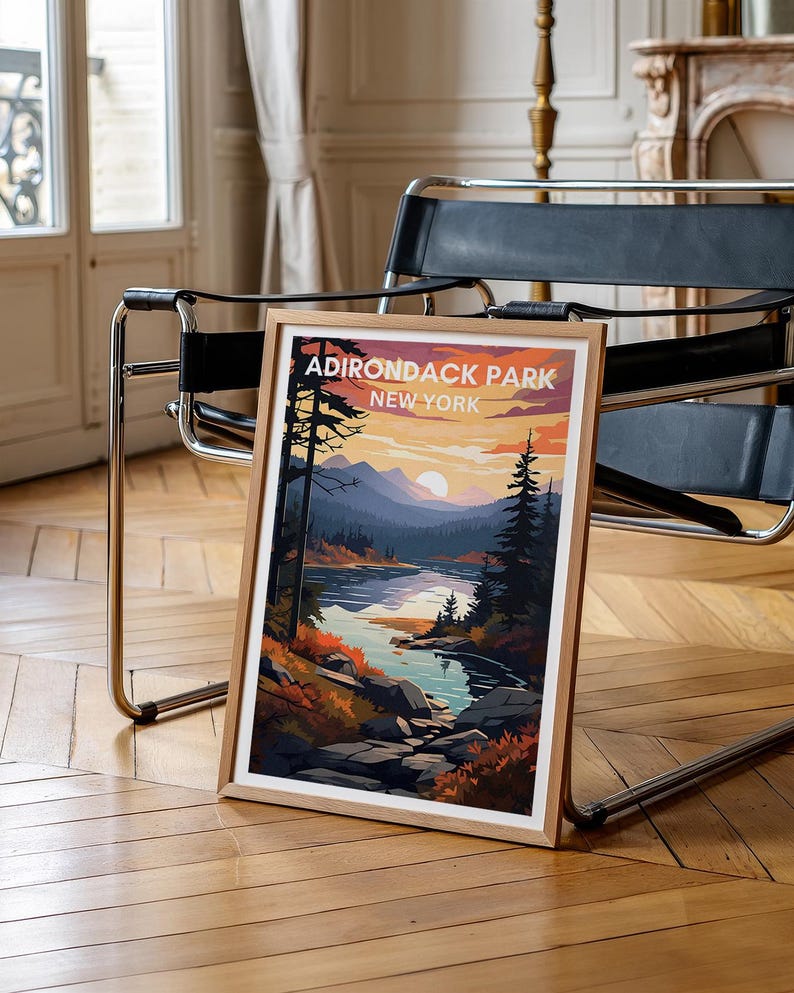 Adirondack Park Print -  New York Mountain Poster -  Forest Wall Art