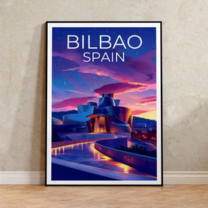 Bilbao Poster, Spain Print, Guggenheim Museum Poster, Spain Art, Spain Illustration, Europe Poster, Spain Gift, Home Decor, Birthday Gift