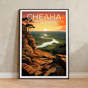 Affiche de voyage Cheaha Park, Art mural Alabama, Impression Alabama, Affiche Cheaha Park, Affiche Alabama, Affiche Forêt, Art Cheaha Park