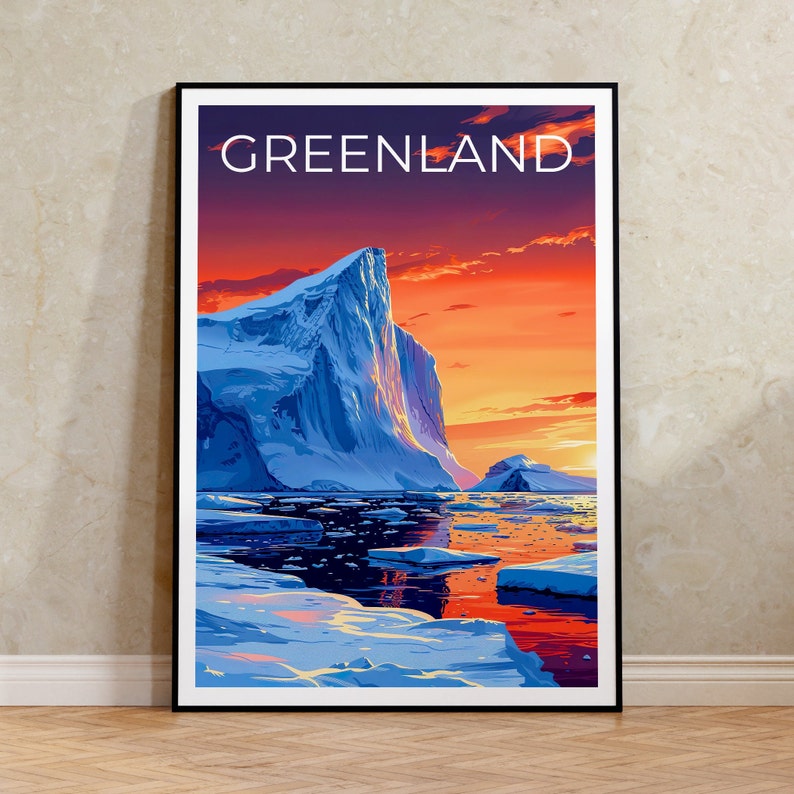 Greenland Poster, Greenland Print, Iceberg Poster, Ice Shelf Print, Greenland Travel Poster, Iceberg Art, Greenland Gift