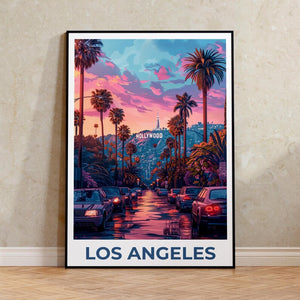 Los Angeles Travel Poster, California Print, Hollywood Art, LA Illustration, City Poster, Hollywood Poster, Home Decor, Birthday Gift