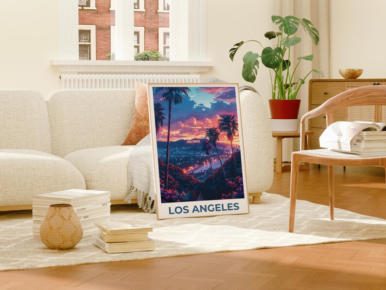 Los Angeles Print, California Poster, Hollywood Art, Los Angeles Illustration, City Skyline Poster, Hollywood Gift, Birthday Gift