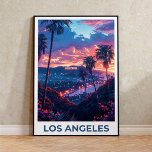 Los Angeles Print, California Poster, Hollywood Art, Los Angeles Illustration, City Skyline Poster, Hollywood Gift, Birthday Gift