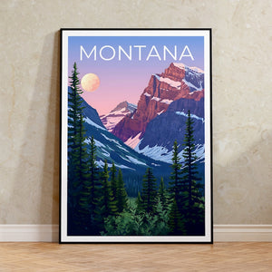 Montana Travel Poster, Montana Wall Art, Montana Print, Montana Poster, Mountain Poster, Flowers Poster, Montana Art