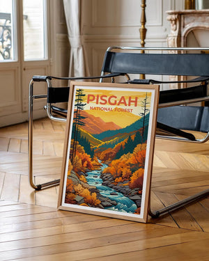 Pisgah National Forest Poster, North Carolina Travel Print, Autumn Fall Foliage Art