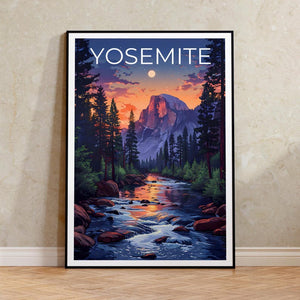 Affiche Yosemite, Impression Yosemite, Affiche Half Dome, Art Half Dome, Impression Half Dome, Affiche de voyage Yosemite, Affiche du parc national
