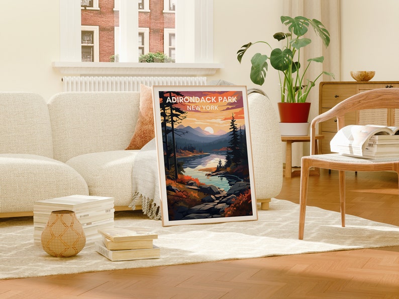 Affiche du parc Adirondack, Art mural de New York, Impression de New York, Affiche du parc Adirondack, Affiche de montagne, Affiche de nature, Art des Adirondacks