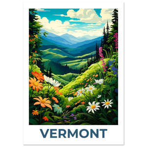 Vermont Poster, Vermont Print, Green Mountains Poster, Green Mountains Print, Vermont Travel Poster, Flower Poster, Vermont Art