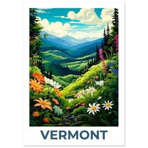 Vermont Poster, Vermont Print, Green Mountains Poster, Green Mountains Print, Vermont Travel Poster, Flower Poster, Vermont Art