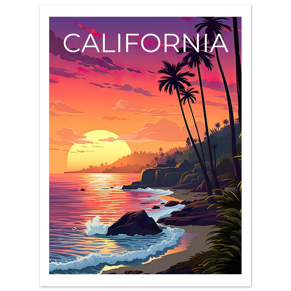 Affiche de voyage en Californie, art mural côtier, impression côtière, affiche de Californie, affiche côtière, affiche nature, art de la Californie