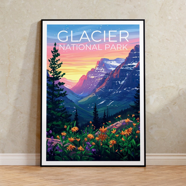 Glacier National Park Print -  Montana Mountain Poster