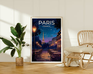 Affiche de voyage à Paris, Art mural France, Impression France, Affiche Tour Eiffel, Art Tour Eiffel, Affiche Europe, Paris la nuit, Décoration murale