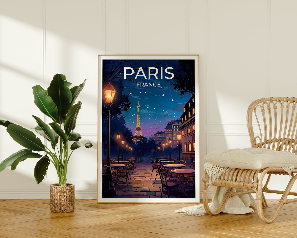 Affiche de voyage à Paris, Art mural France, Impression France, Affiche Tour Eiffel, Art Tour Eiffel, Affiche Europe, Paris la nuit, Décoration murale