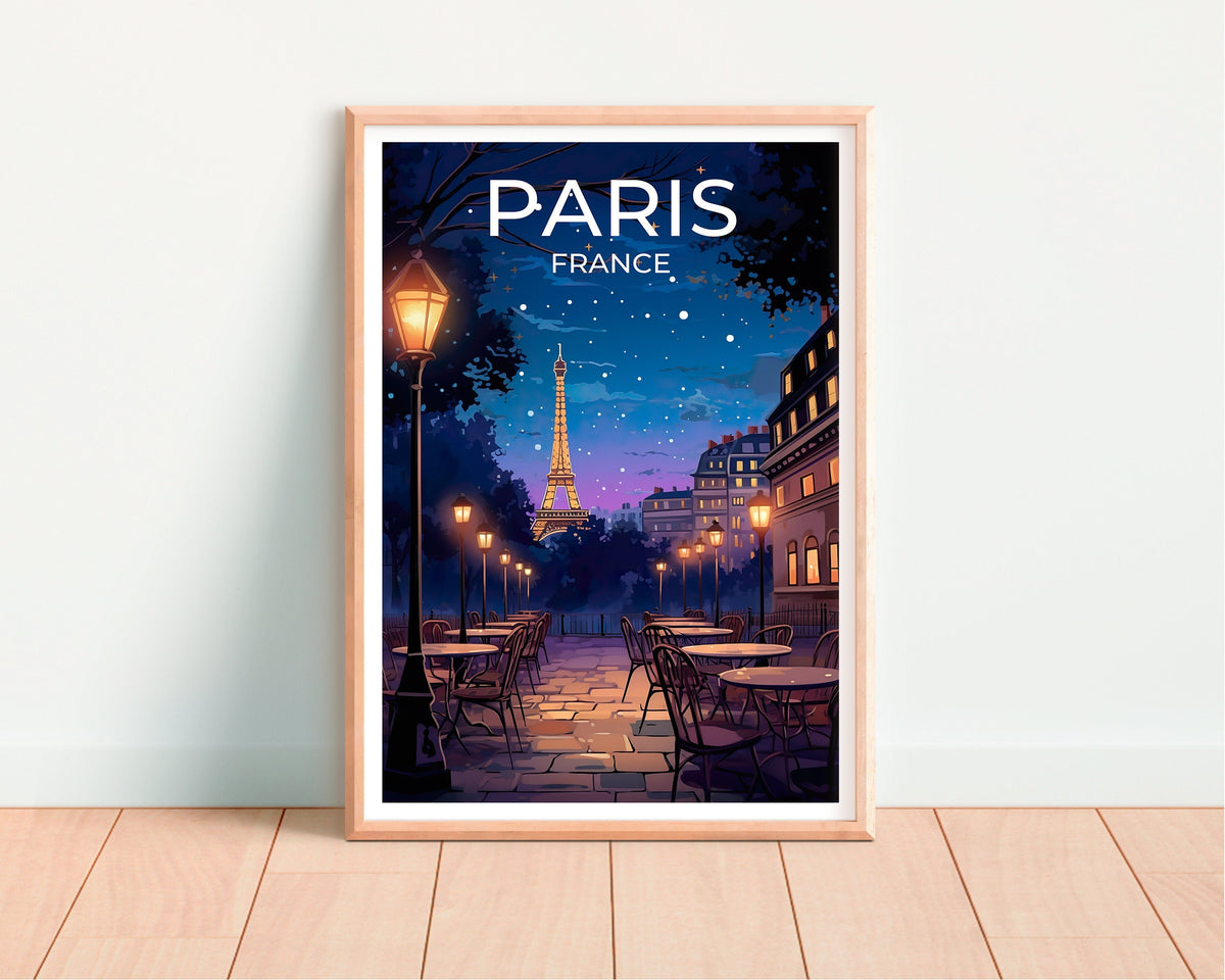 Affiche de voyage à Paris, Art mural France, Impression France, Affiche Tour Eiffel, Art Tour Eiffel, Affiche Europe, Paris la nuit, Décoration murale