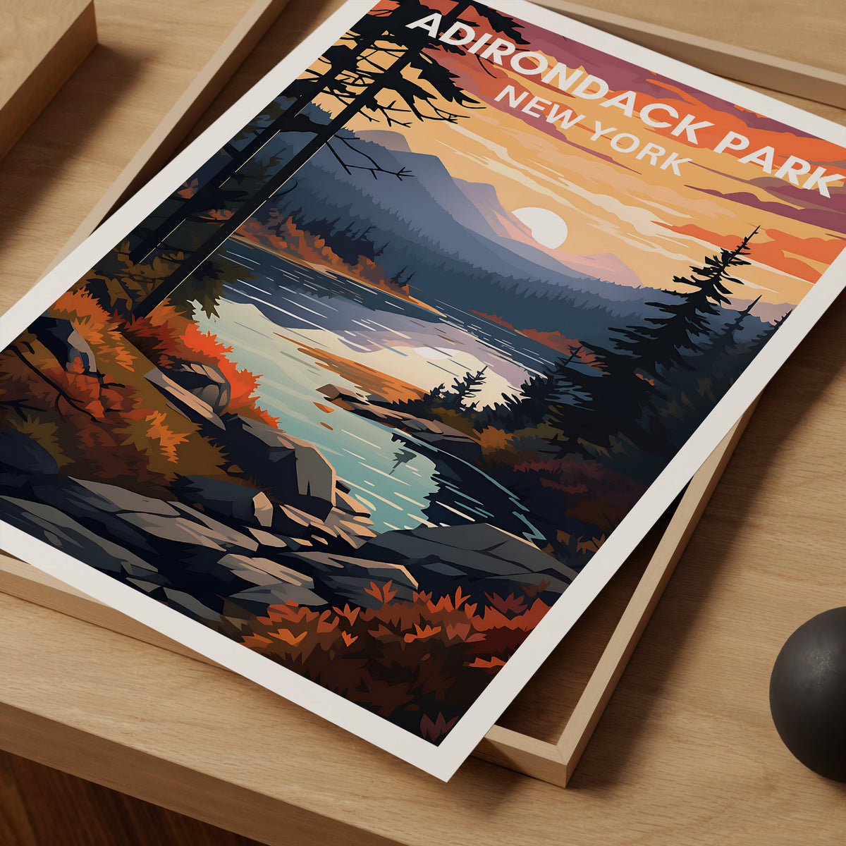 Affiche du parc Adirondack, Art mural de New York, Impression de New York, Affiche du parc Adirondack, Affiche de montagne, Affiche de nature, Art des Adirondacks