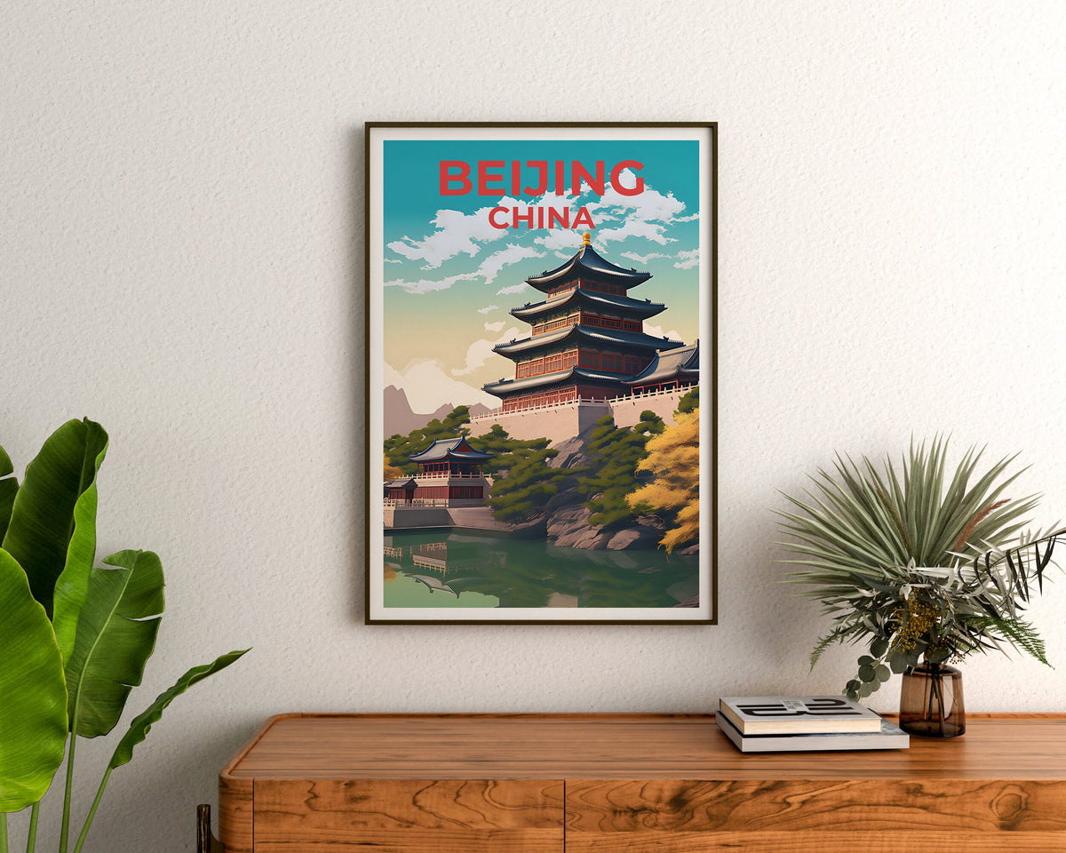 Affiche de voyage de Pékin, art mural de Chine, impression de Chine, affiche de Pékin, affiche du palais d'été, affiche de ville, art de Pékin