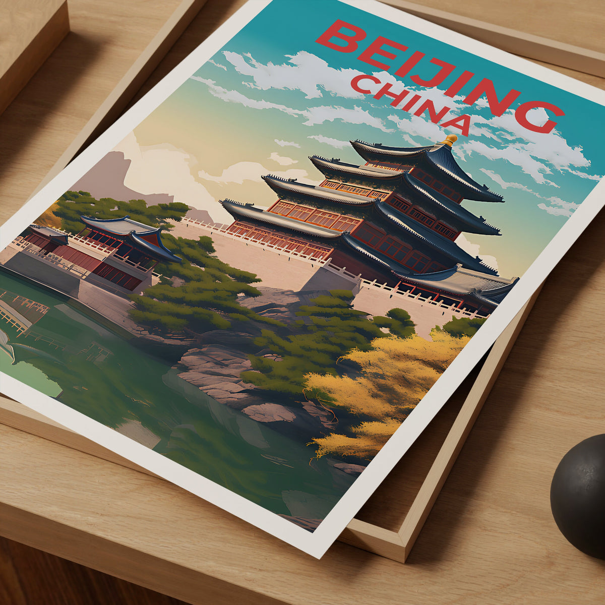 Affiche de voyage de Pékin, art mural de Chine, impression de Chine, affiche de Pékin, affiche du palais d'été, affiche de ville, art de Pékin