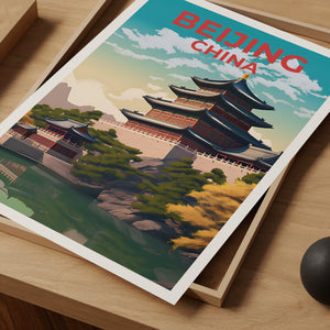 Affiche de voyage de Pékin, art mural de Chine, impression de Chine, affiche de Pékin, affiche du palais d'été, affiche de ville, art de Pékin
