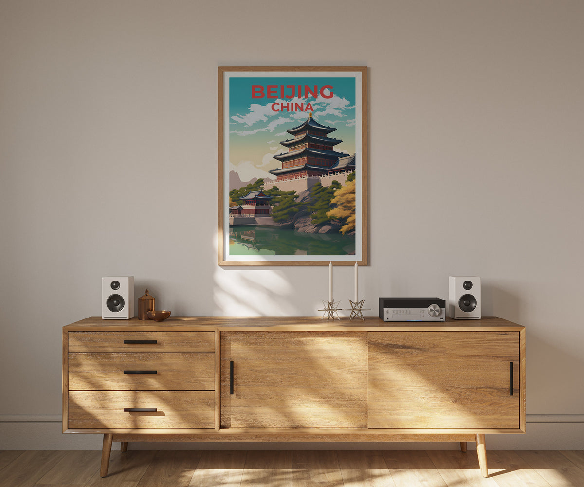Affiche de voyage de Pékin, art mural de Chine, impression de Chine, affiche de Pékin, affiche du palais d'été, affiche de ville, art de Pékin